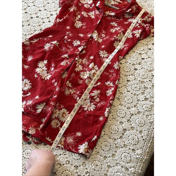 Vtg 90s Y2K Red White Daisy Button From Shirt Dress Sz 7 S - Picture 5 of 7